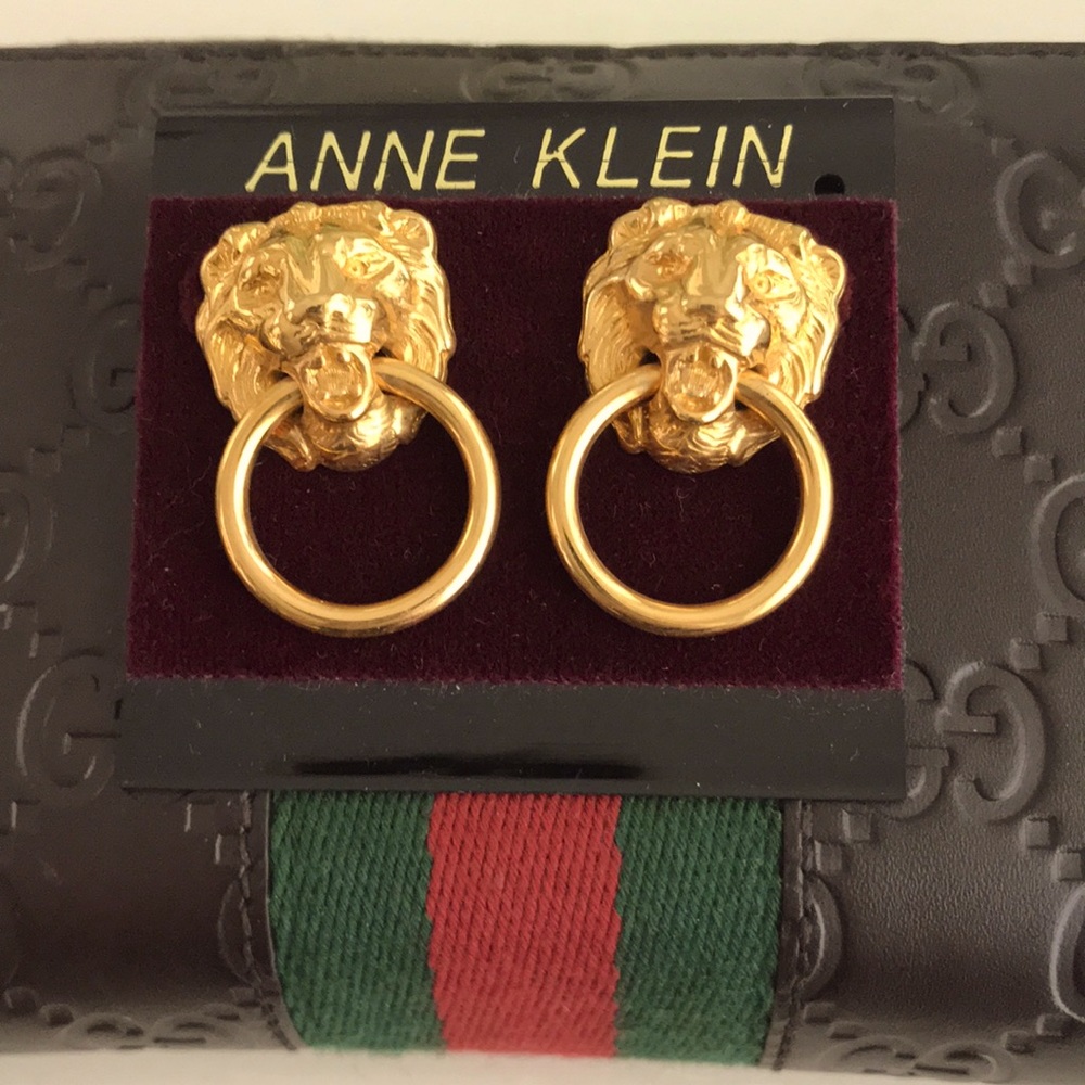 NWT Anne Klein lion knocker earrings